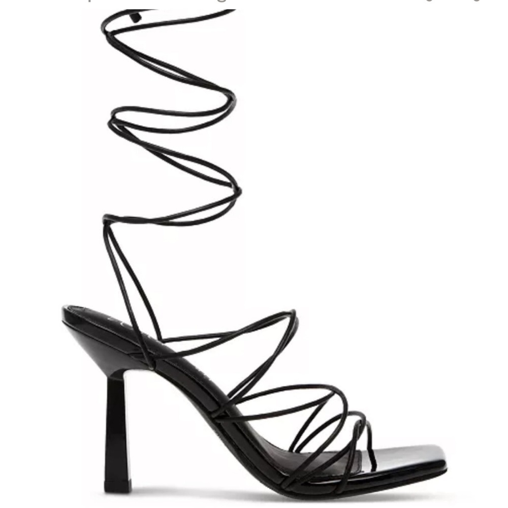 Wild Pair NIB-Black Strappy Gladiator Square-Toe Heeled Sandals New in box SZ 8